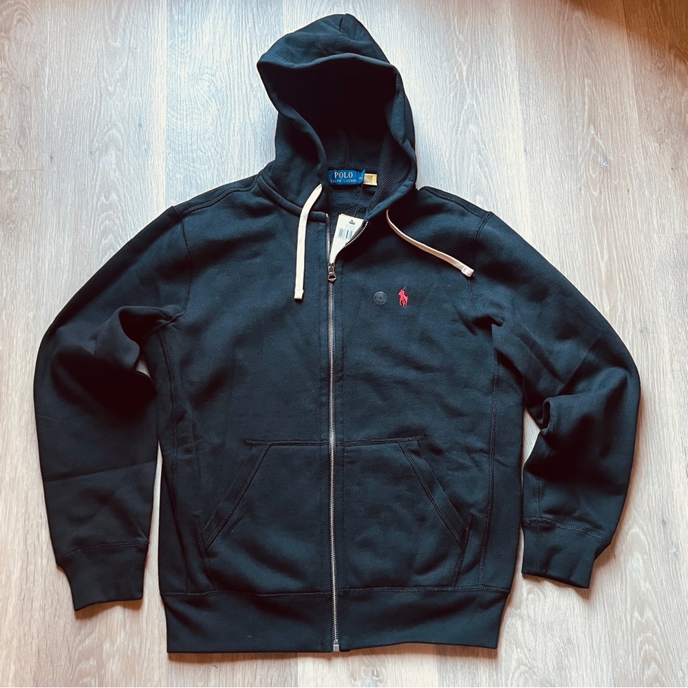 Polo Ralph Lauren Men’s Hoodie Fleece Full Zip Black Size M